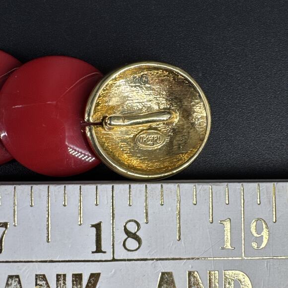 Vintage Trifari Lucite Disc Necklace Dark Red 18.5” - Picture 11 of 13